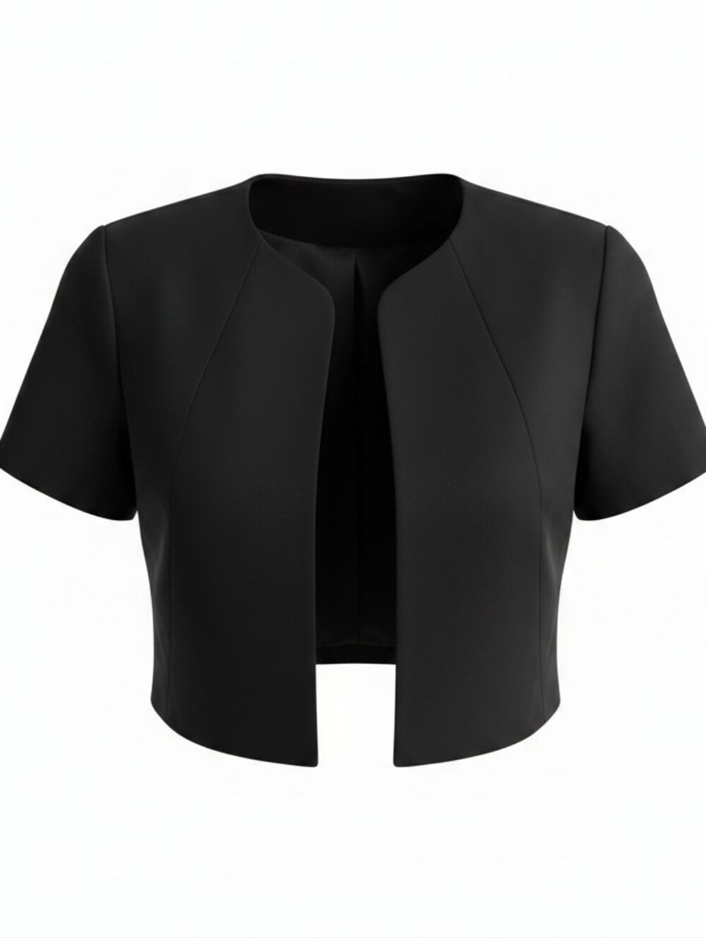 Women's Black Cropped Open-Front Blazer